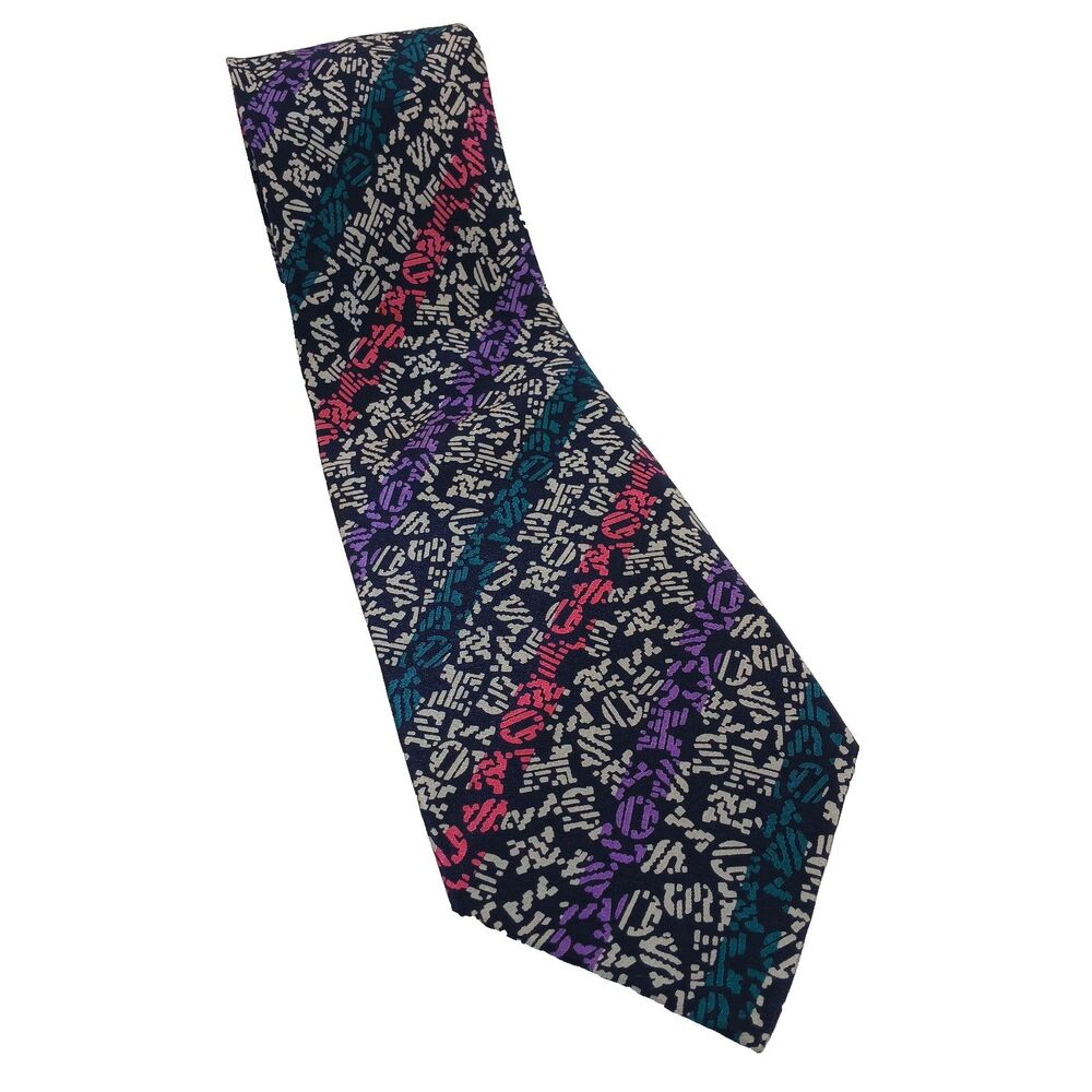 Missoni Cravatte Men's Tie 100% Silk Necktie Letters Print Multicolor Spain